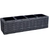 Viva Pflanzkasten 60 cm Rattan Balkonkasten Blumentopf Blumenkasten Dunkelgrau