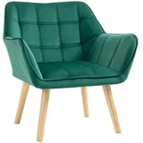 Homcom Einzelsessel Armlehnsessel Relaxsessel mit Holzbeine, Samtoptik, Grün