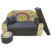 FORTISLINE Kindersitzgruppe Kindersofa Kindercouch Aufklappen Bettfunktion + Hocker W319 bunt