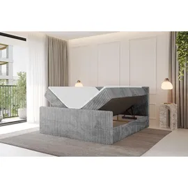 altdecor Boxspringbett mit Fußteil - TOLO-Z 160x200 Cord - Hellgrau - Komplett-Set mit Bonell-Federkernmatratze und Topper, Polsterbett mit H3 Mat... - Hellgrau