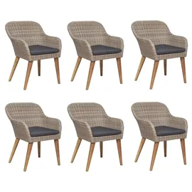 vidaXL Polyrattan Garten-Essgruppe 7-tlg. braun 3068830