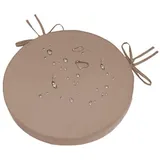 MONDEX Sitzkissen Rund 45 cm Khaki, 5 cm Dick rutschfest Stuhlkissen Rund mit Bändern, Outdoor Wasserabweisendes Polyester Runde Sitzpolster, Sitzkissen Boden für Küche, Esszimmer, Garten und Café