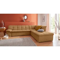Ecksofa DOMO COLLECTION "Lagoa L-Form", gold, B:271cm H:76cm T:232cm, Sofas, wahlweise mit Bettfunktion, frei im Raum stellbar, große Farbvielfalt