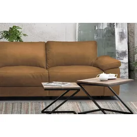 KAWOLA Sofa LOLA Ecksofa XL Stoff cognac mit motorischer Relaxfunktion Recamiere links
