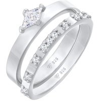 Elli Solitär Eternity Zirkonia Verlobung Set 925 Silber 52 Damen