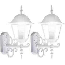 2er Set LED Wand Leuchten Fassaden  ALU Laternen Außen Beleuchtung Landhaus Terrassen Lampen weiß