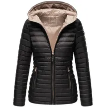 Marikoo Damen Steppjacke Übergangsjacke gesteppte Jacke mit Kapuze Frühjahr Stepp B857 [B857-Asr-Schwarz-Gr.XS] - XS