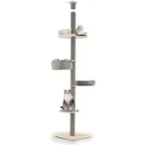 SOARS Kratzbaum deckenhoch, 236-271 cm hoher Katzenbaum mit 4 Ebenen, Liegemulde, 10 cm dickem Stamm, Katzenkratzbaum Deckenspanner höhenverstellbar, Kletterbaum für Katzen