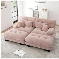 STILVORA Schlafsofa 2-Sitzer-Sofa mit Fußhocker Modulare Sofa mit Dekokisse für Wohnzimmer rosa