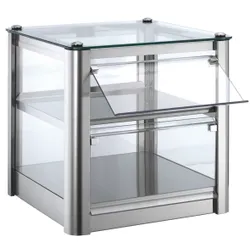 Neumärker Backwaren Warmhaltevitrine Cube, Robuster Backwarenpräsenter für optimale Temperatur und ansprechende Präsention, 2 Böden