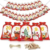 Adventskalender zum Befüllen 2025 Groß für Kinder Frauen Männer, Weihnachtskalender Selber Befüllen 24 Stoffbeutel, DIY Adventskalender Säckchen Stoff Tüten mit Holzklammern, Kordel