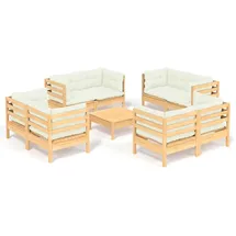 vidaXL Garten-Lounge-Set 9-tlg. beige Kiefernholz
