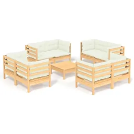 vidaXL Garten-Lounge-Set 9-tlg. beige Kiefernholz