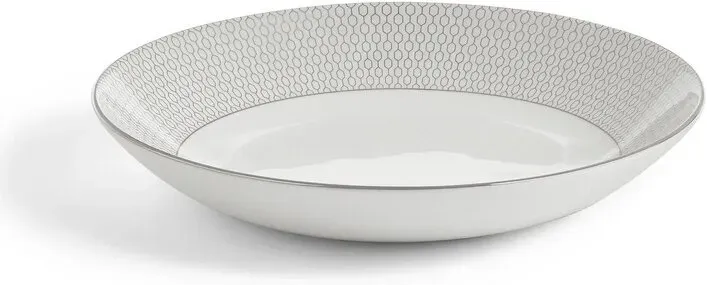 WEDGWOOD Gio Platinum 24,5cm Fein Bone China Pastaschüssel - Metallisches Geometrisches Muster, Spülmaschinenfest