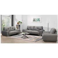 Beautysofa Polstergarnitur Maxime lux, (Sessel + Zweisitzer + Dreisitzer aus Kunstleder, Couchgarnitur im modernes Stil), mit Wellenfedern, mit dekorativen Nähten und bequemer Sitz grau