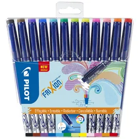 Pilot Pen PILOT FriXion, 12er Etui (schwarz, blau, rot, grün, hellgrün, hellblau, pink, violett,, hellrosa, orange, gelb, braun)