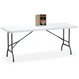 Relaxdays Gartentisch, klappbar, HBT: 72 x 180 x 74 cm, Kunststoff, Stahl, wetterfest, 8 Personen, Campingtisch, weiß
