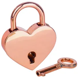 HMF Mini Deko Vorhängeschloss mit Schlüssel in Herzform, Roségold