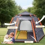 Campingzelt Kuppelzelt Camping Zelt 4 personen Winddicht Pop up Familienzelt