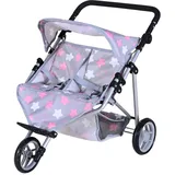 Knorrtoys 16744 - Zwillingspuppenwagen Duo - Star Grey pink