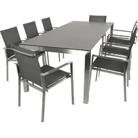 DEGAMO Garnitur SYDNEY 9-teilig Edelstahl gebürstet (8x Sessel, 1x