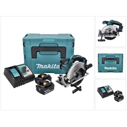 Makita, Handkreissäge, DSS 611 RGJ Akku Handkreissäge 18 V 165 mm + 2x Akku 6,0 Ah + Ladegerät + Makpac