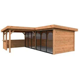 Palmako Carport/Pavillon Connect Lenna 24,9 m2 Set 422 Slide hellbraun tauchgrundiert