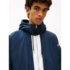 Tommy Hilfiger Windbreaker TOMMY JEANS "CHICAGO FLAG", Herren, Gr. XXL, schwarz night navy, Web, Obermaterial: 100% Polyester, unifarben, regular fit normal, Rundhals, eingesetzt elastischer Bund, Jacken Windbreaker, Regular fit mit Kapuze