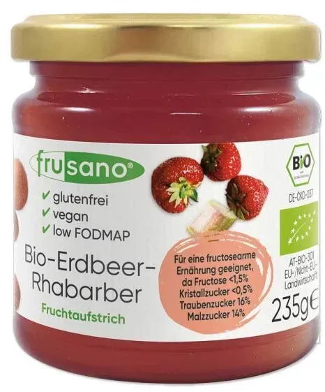 Frusano Bio-Erdbeer-Rhabarber Fruchtaufstrich Brotaufstrich 235 g