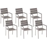 Beliani Gartenstuhl 6er Set Grau Kunstholz Metallbeine Stapelbar Modern