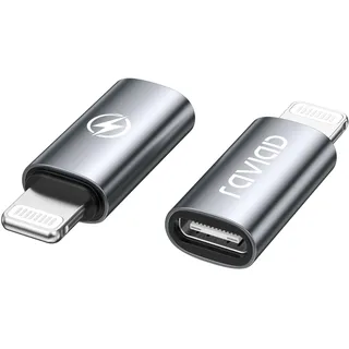 RAVIAD USB C auf Lightning Adapter (2Stück), Adapter USB C auf Lightning 36W Schnelles Laden für iPhone 14 13 12 11 Pro Max, Pad Pro/Air 5/Mini 6, Pod Nano/Touch, Nicht für Audio/OTG