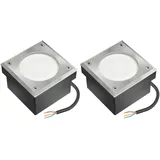 ledscom.de 2x LED Pflasterstein Bodeneinbauleuchte NEOLUM für außen, IP67, eckig, 10 x10cm, inkl. GX53 Leuchtmittel, 51lm, warmweiß