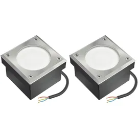 ledscom.de 2x LED Pflasterstein Bodeneinbauleuchte NEOLUM für außen, IP67, eckig, 10 x10cm, inkl. GX53 Leuchtmittel, 51lm, warmweiß