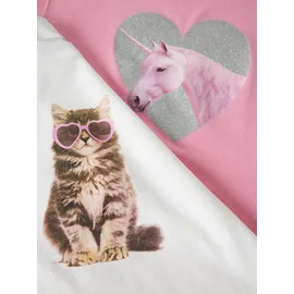 NAME IT T-Shirt NAME IT "NMFVOTIA 2P CAPSL TOP", Mädchen, Gr. 92, rosa (hellweiß pack:pink drink), Jersey, Obermaterial: 100% Baumwolle, loose fit normal, Rundhals, Shirts T-Shirt, Baumwolle, loose fit