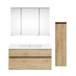 Get2You Badmöbel-Set »twenty one«, 4-teilig, Waschbecken BxHxT: 92 x 1,5 x 51 cm, montiert - braun