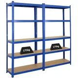 Proregal Schwerlastregal Ragnar HxBxT 180x90x40cm Fachlast 175kg Blau Metall, Rechteckig, 180x180x40 cm, Freizeit, Heimwerken, Werkstatt, Schwerlastregale