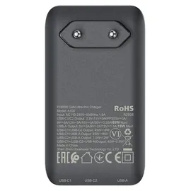 ACEFAST A100 65W GaN 2 Usb-C+ USB-A Ladegerät – Schwarz