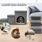 Famanu Hundetreppe für Bett und Sofa - Haustiertreppe mit rutschfestem Bezug