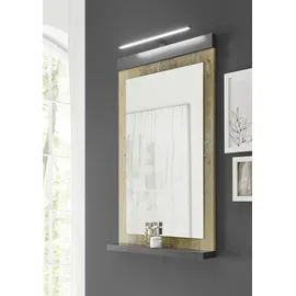 Home Affaire Badspiegel SHERWOOD, Spiegel im modernen Design (1-St), in 2 Farben verfügbar, inkl. LED-Beleuchtung, mit Ablageboden braun