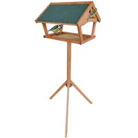 Relaxdays Vogelfutterhaus mit Ständer, 137 cm hoch, wetterfestes Dach,