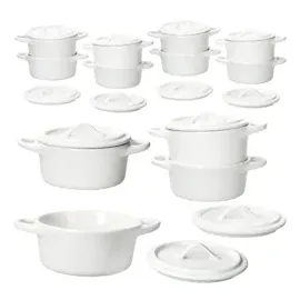 Mambocat 12er Set CREME Mini-Cocotte 100ml Creme-Weiß Back-Form Ofenförmchen Mini-Topf