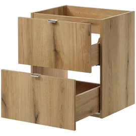 [en.casa] Waschbeckenunterschrank Skelbolu 2 Schubladen 50 x 59,5 x 40 cm Eichenoptik/Schwarz
