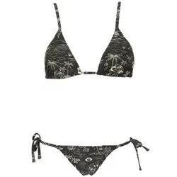 Emporio Armani für Damen. EW000799_AF12190 Logomania Triangel-Bikini mit schwarzem Aufdruck und Wattierung (M), Strandbekleidung, Polyamid