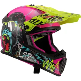 LS2 MX437 Fast Evo II Mini Gorilla Pink/Türkis/Gelb M