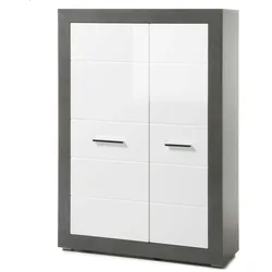 Furn.Design Highboard in weiß Hochglanz und grau Stone Wohn- und Esszimmer Kommode 100 x 142 cm Briard