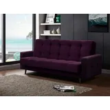 beautysofa Schlafsofa Nancy BIS mit Schlaffunktion Bettkasten Polstersofa aus Velours Sofa mit Federkern Holzbeine, Stoff: kronos 03 - Lila