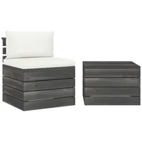 vidaXL Garten-Sofagarnitur 2-tlg. Kiefernholz beige/weiß