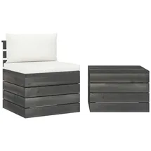 vidaXL Garten-Sofagarnitur 2-tlg. Kiefernholz beige/weiß