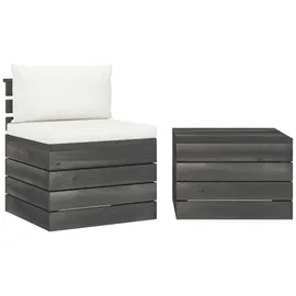 vidaXL Garten-Sofagarnitur 2-tlg. Kiefernholz beige/weiß