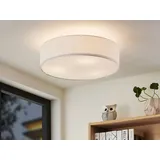 meineWunschleuchte LED Deckenlampe mit Stoffschirm Weiß Ø 50cm, runde Flurlampe, Schlafzimmerlampe